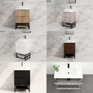 600mm Riva Bali Fluted Panel Floor Standing with Shelf Bathroom Vanity 5 Colours