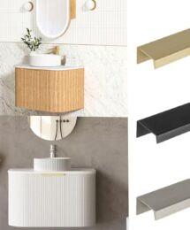 750mm Otti Bondi Curved Fluted Matte White / Woodland Oak Plywood Vanity