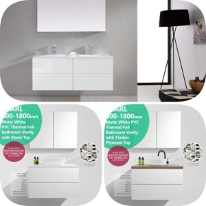 750mm Pearl PVC Thermal Foil Wood Grain Wall Hung Vanity Matte White