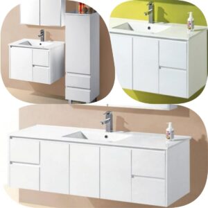 750mm SNN PVC Waterproof Gloss White Polyurethane Wall Hung Vanity