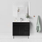 ACACIA 600-1500mm Matte Black Shaker Hampton Floorstanding Vanity w Ceramic Top