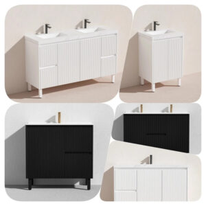 Brighton Fluted PVC Water Proof Floor Standing 600 - 1500mm Vanity Cabinet only