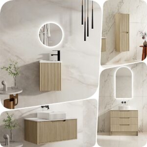 Mercio Rhea 400 x 222 Compact Timber Wood Grain Small Slim Narrow Ensuite Vanity
