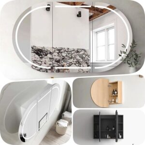 Otti LED 900 1200 1500 1800mm Bondi Pill Oval Plywood Mirror Shaving Cabinet Premium Edition