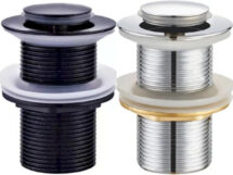 Round 32mm Chrome / Black Pop-up Basin Plug Waste without Overflow | Watermarked