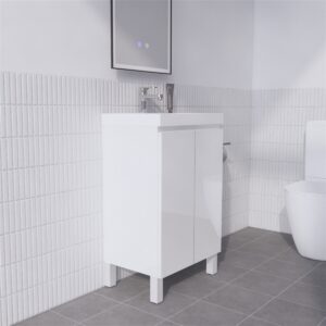 Riva 500x350mm Mini Slim Gloss White Vanity with Polymarble Top