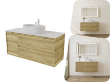 Vito Plywood 1200mm Brooklyn Red Oak /Ashwood Wall Hung Vanity Drawers & Cabinet