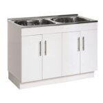 1160(L)x500(D)x930(H)mm Double Bowl Laundry Tub with Polyurethane Cabinet