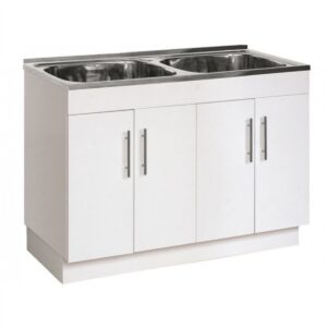 1160(L)x500(D)x930(H)mm Double Bowl Laundry Tub with Polyurethane Cabinet
