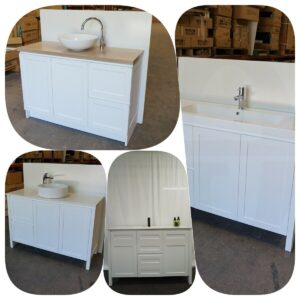 1200mm LYON Floor Standing Matte White Shaker Hampton Style Vanity Plywood Legs