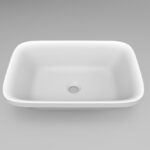 550mm Rectangle Matte White Solid Surface Semi Recessed Inset Vanity Basin Sink