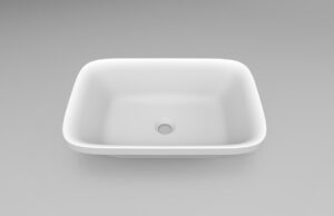 550mm Rectangle Matte White Solid Surface Semi Recessed Inset Vanity Basin Sink