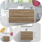 600mm Bogetta PVC Thermal Foil White Oak Wood Grain Wall Hung Vanity Stone Top