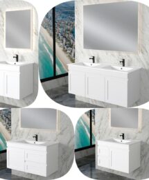 600mm Miami Plywood Matte White Polyurethane Shaker Wall Hung Vanity