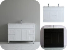 Ceto Acacia 1200mm Shaker PVC Water Proof  Floor Standing Vanity White Black