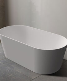 Riva Mia 1500mm 1700mm Matte White Super Slim Edge Oval Freestanding Acrylic Bath Tub
