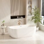 Mercio Anna 1500, 1700mm Back top Wall Bathtub Gloss White with Overflow