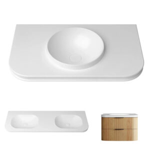 Otti Havana English Edge 600 – 1500 Solid Surface Stone Vanity Integrated Sink