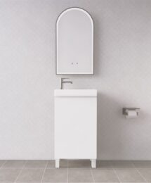 Riva 460x250mm Mini Slim Gloss White Vanity with Polymarble Top