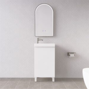Riva 460x250mm Mini Slim Gloss White Vanity with Polymarble Top