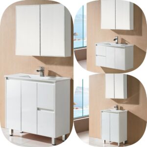 Slim 900x360mm SNN PVC Waterproof Gloss White Polyurethane Vanity Ceramic Top